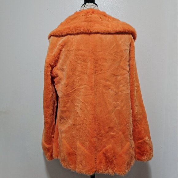 New Real Semi-sheared MINK Fur Coat Jacket Stole Coral Orange Tangerine No Fox - Picture 4 of 5